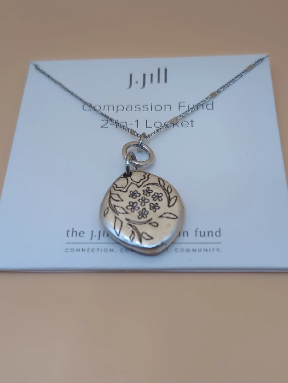 J. Jill Silver Gold Floral 2-in-1 Locket Charm  Necklace NWT